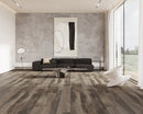SPC Vinyl Rigid Core 7" Width 60" RL, 8mm Thick, 2mm IXPE Caspian Ash, Peninsula - Mazzia Collection living room view 2