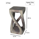 Haussmann Wood Vine Twist End Table 12x12x22 in Height Grey Oil