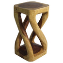 Haussmann Wood Vine Twist End Table 12x12x22 in Height Oak Oil