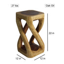 Haussmann Wood Vine Twist End Table 12x12x22 in Height Oak Oil