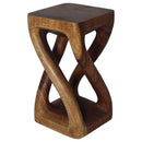 Haussmann Wood Vine Twist End Table 12x12x22 in Height Walnut Oil
