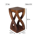 Haussmann Wood Vine Twist End Table 12x12x22 in Height Walnut Oil