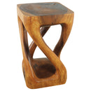 Haussmann Wood Vine Twist End Table 14x14x23 in Height Cherry Oil