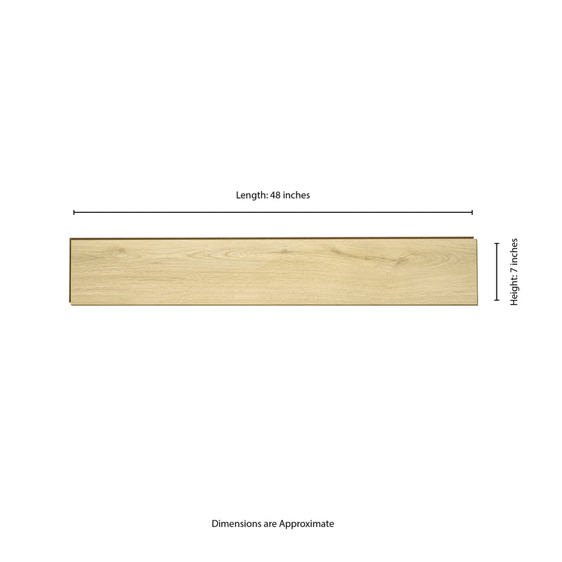 Smithcliffs - Lanston Oak 7"x48" Waterproof Hybrid Rigid Core Flooring - MSI Collection measurement view