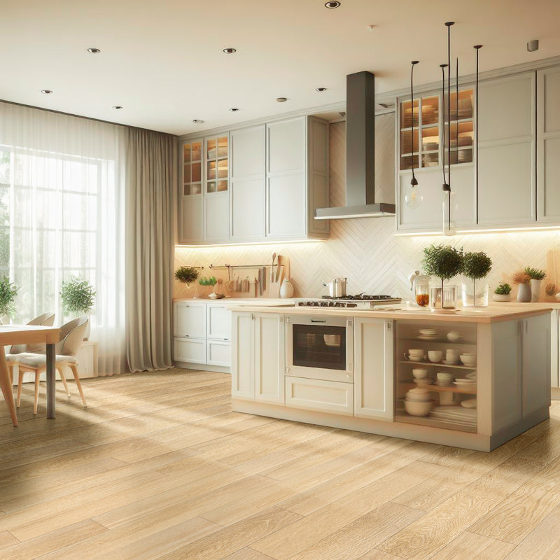 Laurel Bayside Buff 9"x48" 20MIL Rigid Core Luxury Vinyl Plank Flooring - MSI Collection kitchen view