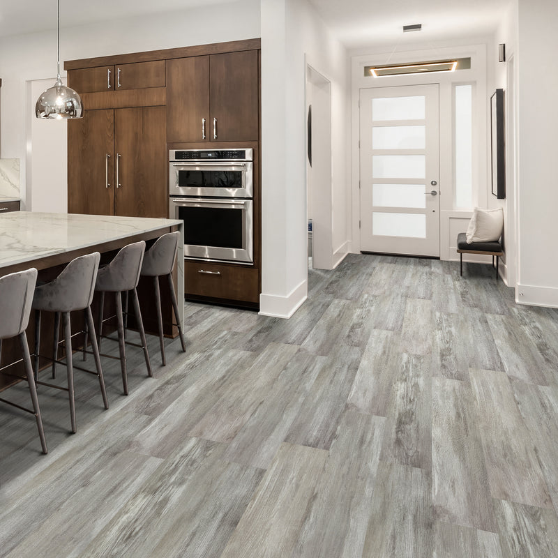 Ashton loton hill 7x48 rigid core luxury vinyl plank flooring kitchen dinning lobby view