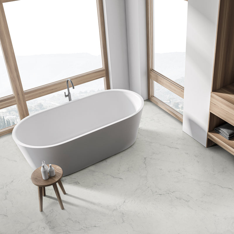 Xl trecento carrara avell 18x36 rigid core luxury vinyl tile flooring VTRXLCAAV18X36-5MM-12MIL bath view