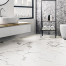 Xl trecento calacatta marbello 18x36 rigid core luxury vinyl tile flooring VTRXLCALM18X36-5MM-12MIL product shot bath view 2