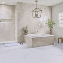 Xl trecento calacatta serra 18x36 rigid core luxury vinyl tile flooring VTRXLCASE18X36-5MM-12MIL product shot bath view