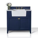 Adeline Bathroom Vanity with Farmhouse Sink and Carrara White Marble Top Cabinet Set Villohome