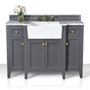 Adeline Bathroom Vanity with Farmhouse Sink and Carrara White Marble Top Cabinet Set Villohome