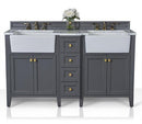 Adeline Bathroom Vanity with Farmhouse Sink and Carrara White Marble Top Cabinet Set Villohome