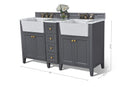 Adeline Bathroom Vanity with Farmhouse Sink and Carrara White Marble Top Cabinet Set Villohome