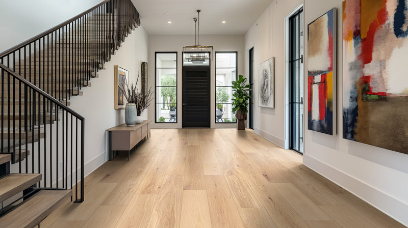 Engineered Hardwood Mccarran Tualatin Blonde 9"x86" Flooring - MSI Collection staircase view