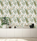 Green and Brown Flowers with Hearts Wallpaper
