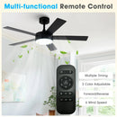 Vaczon 48" 5 Blades Industrial DC Motor Ceiling Fan with LED Lighting and Remote Control