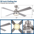 Vaczon 52" Down Mount Ceiling Fan with LED Light and Remote Control