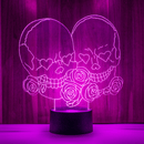 Valentines Skull Acrylic Lamp