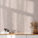 Pink Background Botanical Leaves Wallpaper Removable Wallpaper