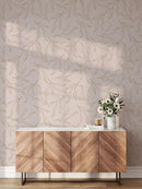 Pink Background Botanical Leaves Wallpaper Removable Wallpaper