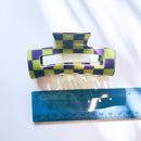 Velvet Claws Checkered Hair Claw in Yellow and Purple