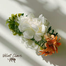 Velvet Claws Floral Hair Clip | Coral and White Blooms Hair Claw