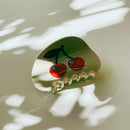 Velvet Claws Hair Clip | Double Cherry in White Hair Claw