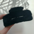 Velvet Claws Hair Clip | Rectangle Plush in Faux Fur Black