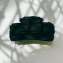 Velvet Claws Hair Clip | Rectangle Plush in Faux Fur Black