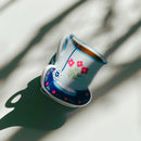 Velvet Claws Mini Blue Tea Cup with Pink Flowers Hair Claw