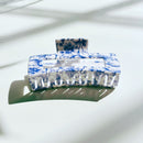 Velvet Claws Painted Pottery Blue Floral Hair Clip