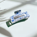 Velvet Claws Painted Pottery Blue Floral Hair Clip
