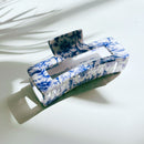 Velvet Claws Painted Pottery Blue Floral Hair Clip