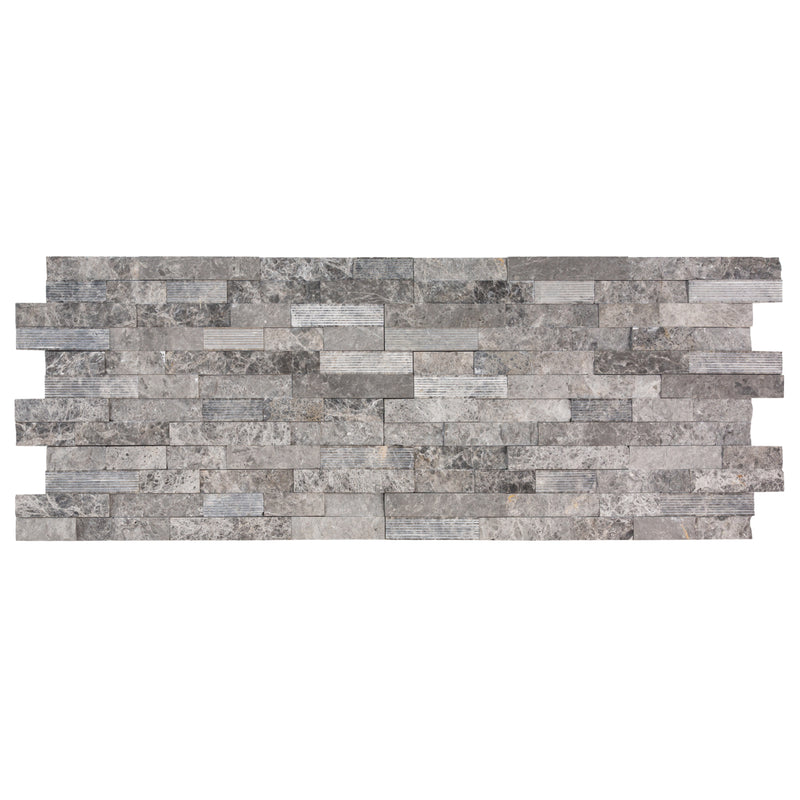 Moon Gray Ledger 3D Panel 6x24 Split-face Natural Marble Wall Tile multiple top view