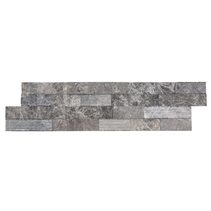 Moon Gray Ledger 3D Panel 6x24 Split-face Natural Marble Wall Tile single top view