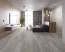SPC Vinyl Rigid Core 7" Width 60" RL, 7mm Thick, 1.5mm IXPE Axiom Frost, Victorum Floors - Mazzia Collection living room view 2