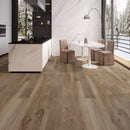 SPC Vinyl Rigid Core 7" Width 60" RL, 7mm Thick, 1.5mm IXPE Noble Fawn, Victorum Floors - Mazzia Collection sitting and kitchen view
