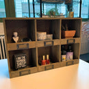 Vintage Bookplate Style 6 Compartment Rustic Wooden Wall or Standing Organizer | 18" x 5" x 12" Hangable Cabinet