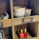Vintage Bookplate Style 6 Compartment Rustic Wooden Wall or Standing Organizer | 18" x 5" x 12" Hangable Cabinet