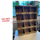 Vintage Bookplate Style 6 Compartment Rustic Wooden Wall or Standing Organizer | 18" x 5" x 12" Hangable Cabinet