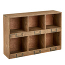 Vintage Bookplate Style 6 Compartment Rustic Wooden Wall or Standing Organizer | 18" x 5" x 12" Hangable Cabinet