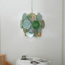 Liora Swirl Disc Green Glass Chandelier