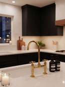 Vintage 8" Kitchen Unlacquered Brass Bridge faucet
