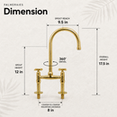 Vintage 8" Kitchen Unlacquered Brass Bridge faucet
