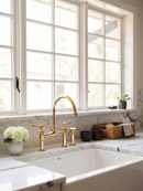 Vintage Unlacquered Brass Bridge faucet 8"