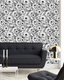 Voguish Black and White Floral Wallpaper Smart