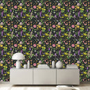 Stylish Dark Wallpaper with Wildflowers