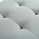 36" Ottoman Storage Bench with Recessed Support Hinge Top for Easy Opening,  Rivet Trim Around, Linen