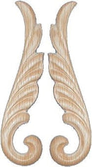 Oak Veneered Pressed Wood Decorative Ornaments 1-1/2" x 5 1/2", Sold by the Pair