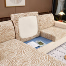 Striped Jacquard Fleece Furniture Covers Stretchable Non-Slip Cushion Covers for L-Shaped Couch, Pets